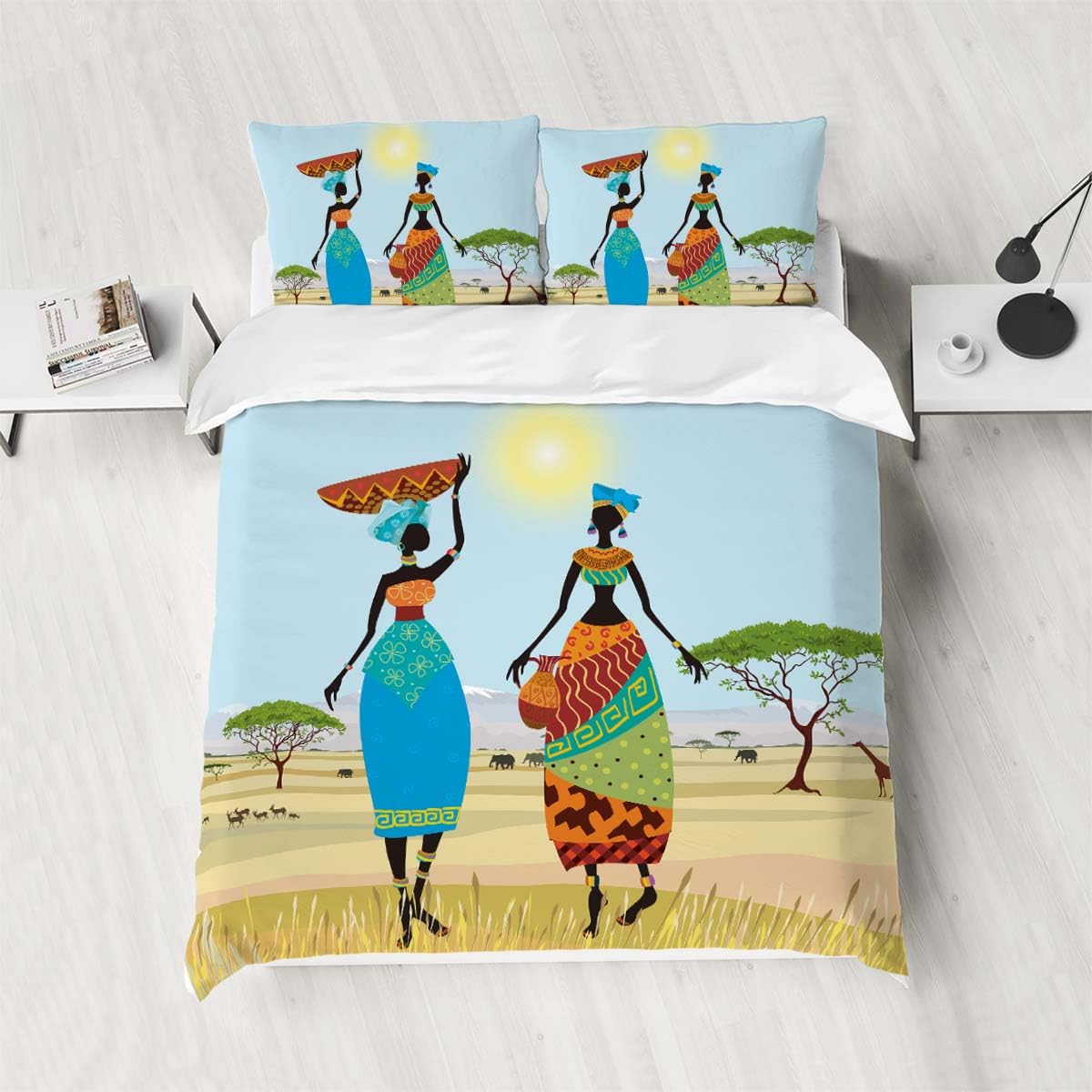 Housse de couette 260x220 cm avec taies d'oreiller motif 3D en microfibre