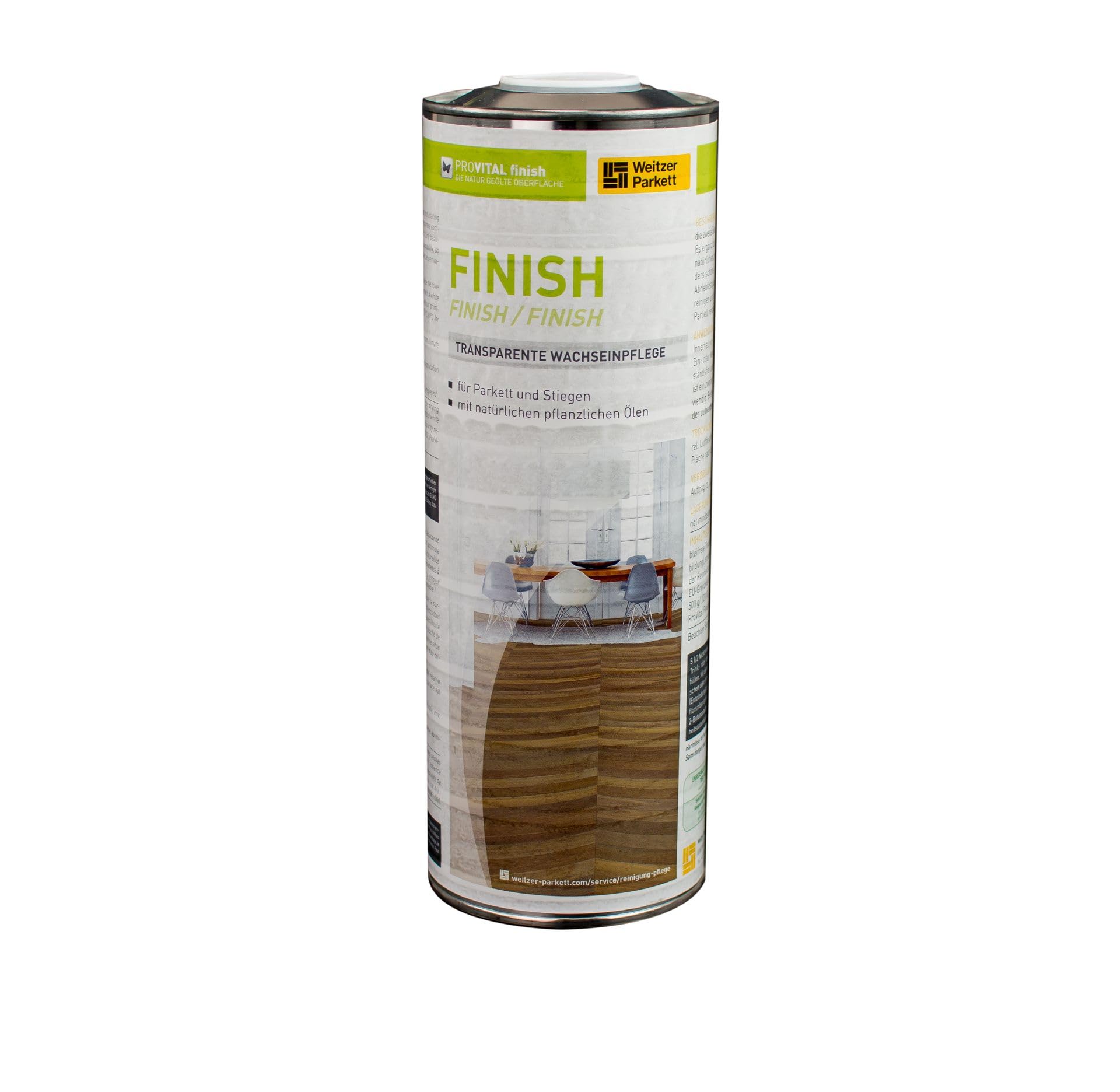 HPS® Weitzer - Parquet PROVITAL Finish - Parket Weitzer - Cuidado para parqué engrasado - Impregnado longitudinales y bordes frontales - Incluye almohadilla de limpieza