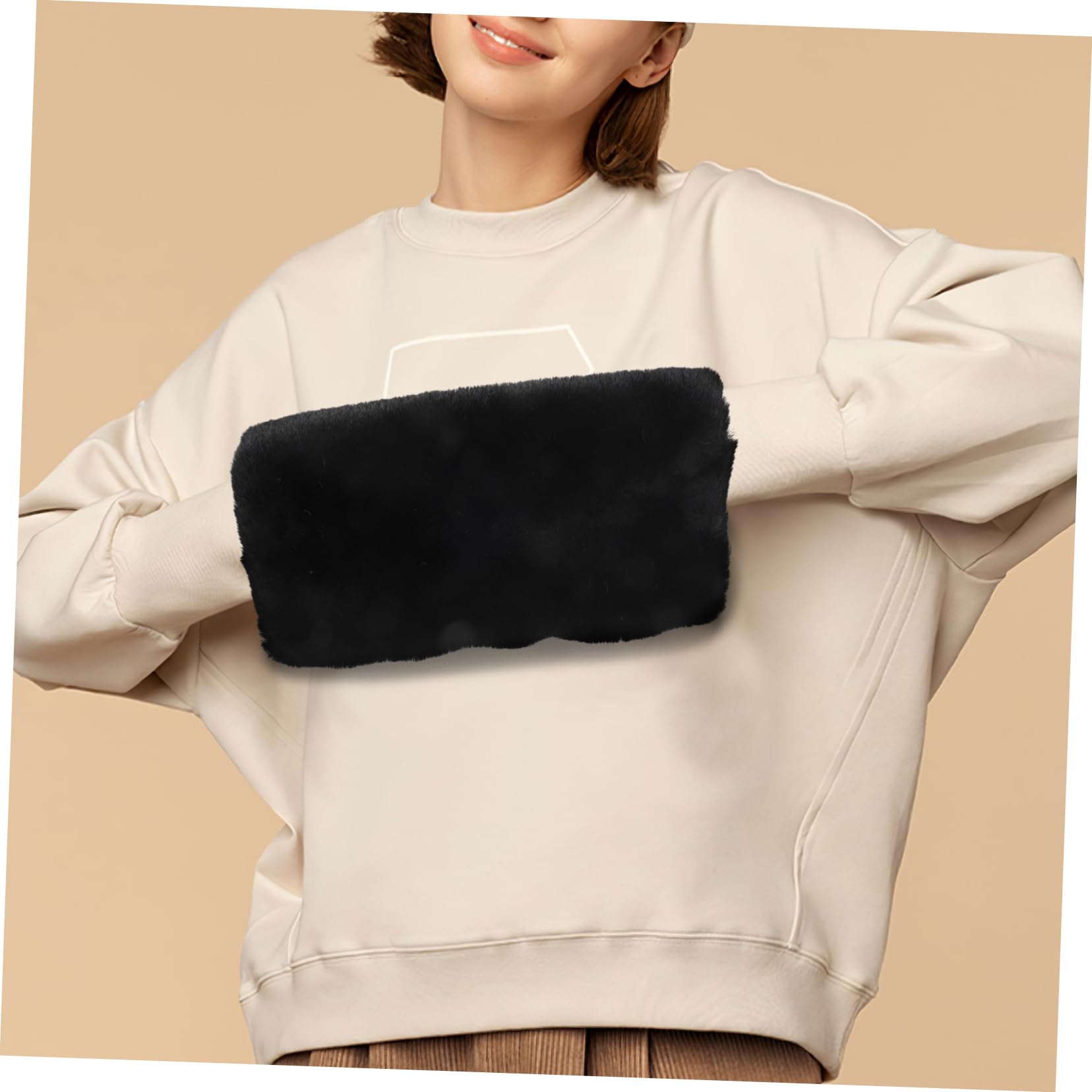 BESTonZON Manguito Felpa Cálida De Invierno Guantes Pelo para Accesorio Conduciendo De Punto Bolsa Térmico Ligero Las Manos Más Cálido Calienta Conejo Lana Chicas Negro Felpa Corta