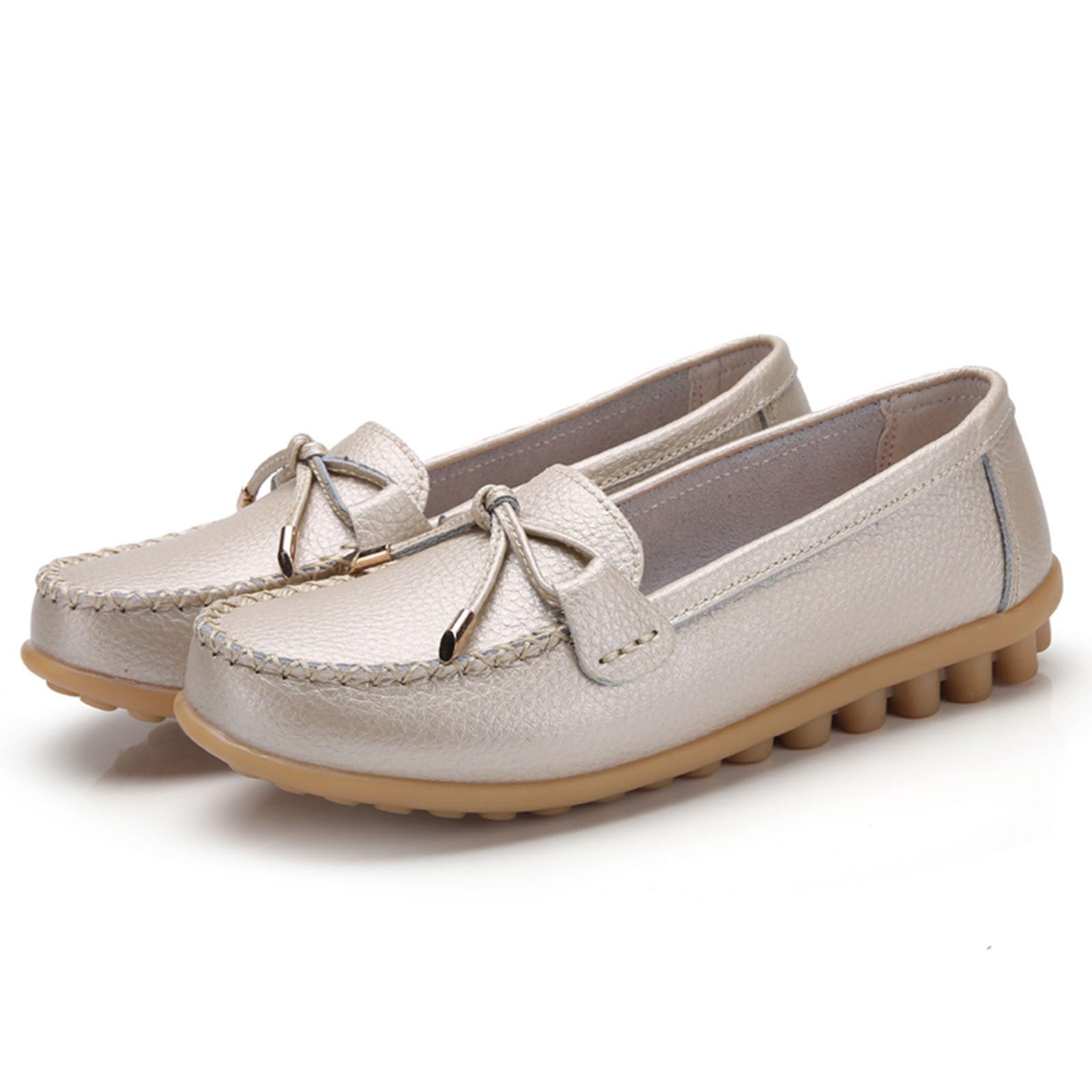 2026 Zapatos de mujer con lazo de color sólido, planos, antideslizantes, talla grande, zapatos individuales, zapatos casuales