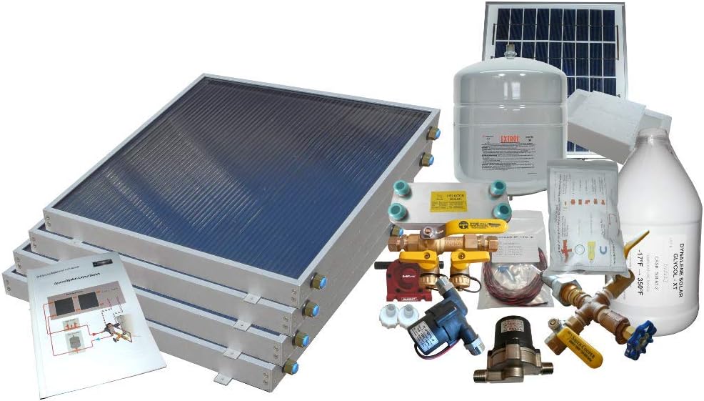 4 Panel Freeze Protected Hybrid Solar Water Heater Kit- Single Row Installation