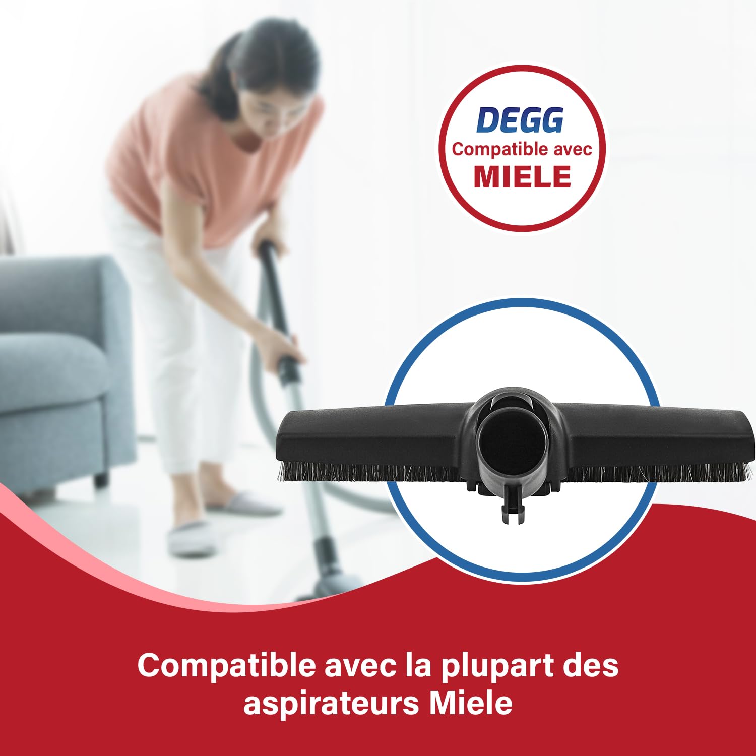 DEGG® Brosse Parquet pour Aspirateur, Compatible avec Miele, 35 mm | Brosse d'aspirateur Miele avec système de clic, Haute Qualité