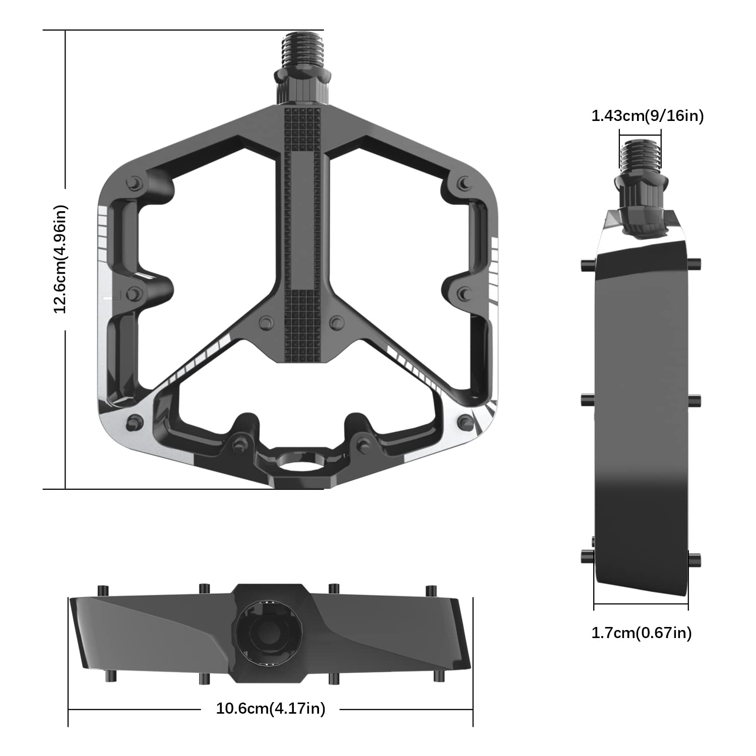 Pédales Vélo Antidérapantes En Aluminium - Axe 9/16" - Compatible VTT, Route, Ville - Lot De 2, Couleur Noire - 10