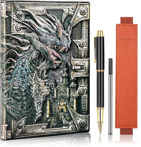 Carnet de notes 3D dragon DND en cuir idée cadeau fantastique A5
