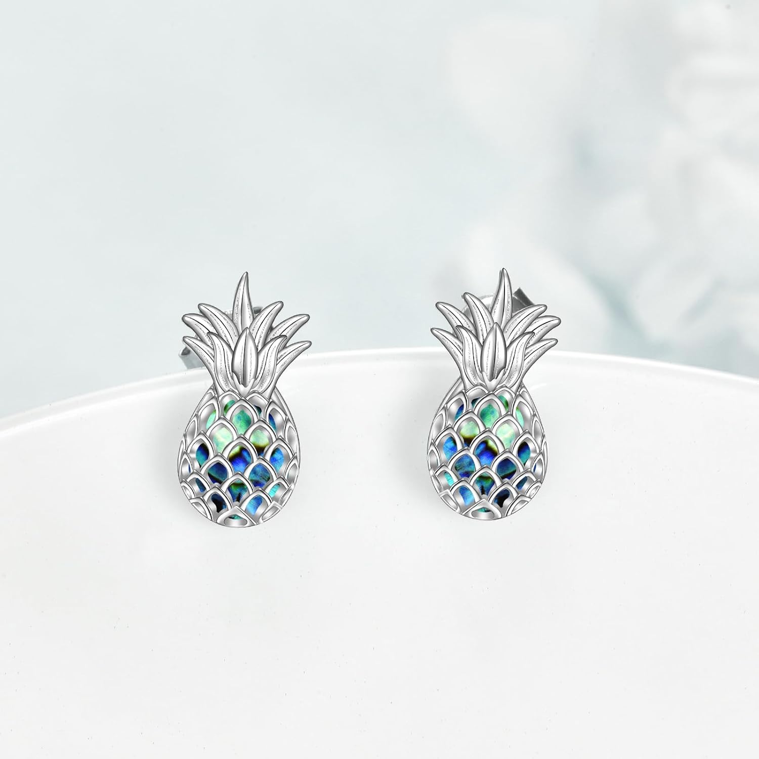 Pineapple Stud Earrings Sterling Silver Moonstone Fruit Stud Earrings Jewelry Gifts for Women