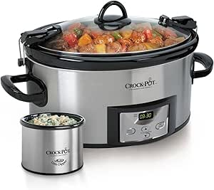 Crock pot SCCPVL619 S A 6 Quart Metallic Cooker with Hinged Lid, Black