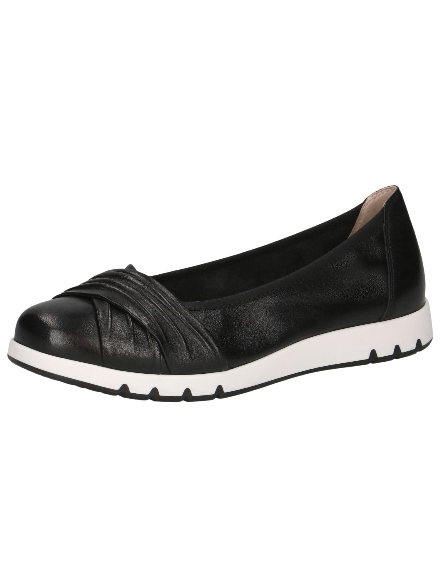 CAPRICE Comfort Women Ballet Flats Leather Comfortable, Black (Black Nappa), 6 UK