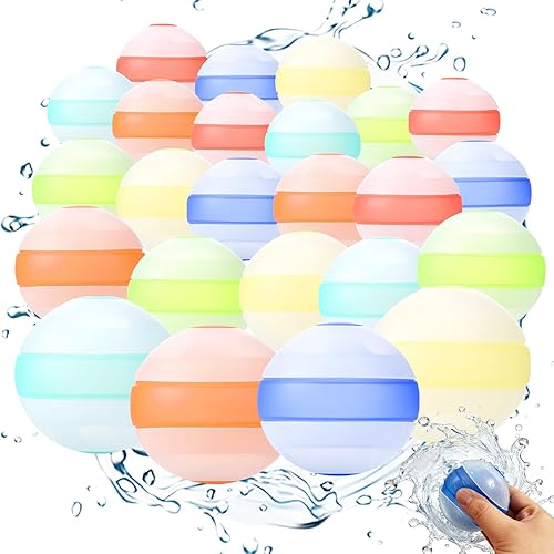 24Pcs Reusable Water Balloons Silicone Water Balloons Quick Fill Pool