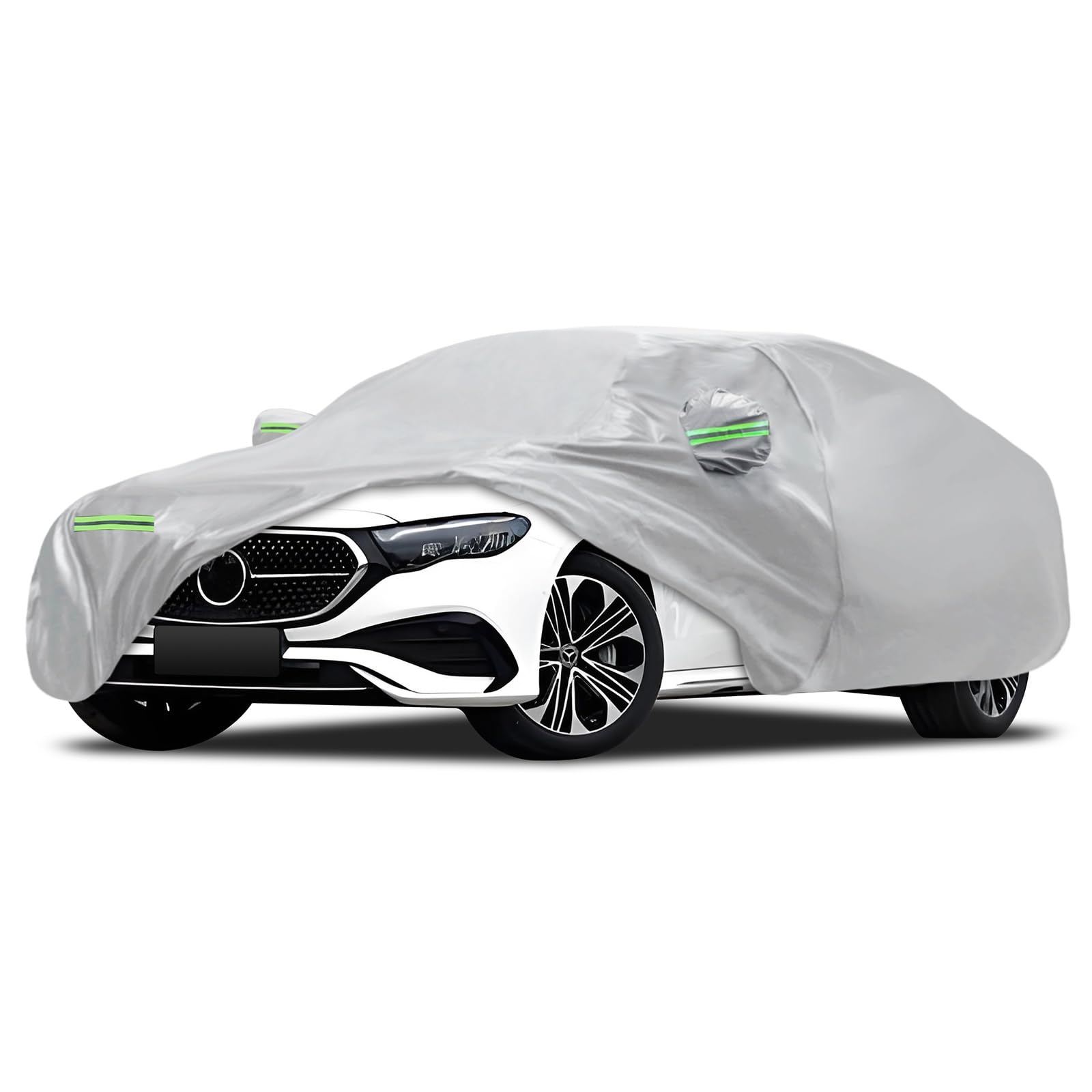 Car Cover Fit for Mercedes Benz E-Class Sedan E300 E350 E450/E43 E53 E63 AMG (2006-2026), Migaven Waterproof Full Exterior Cover Sun Rain Protection with Door Zipper, Silver