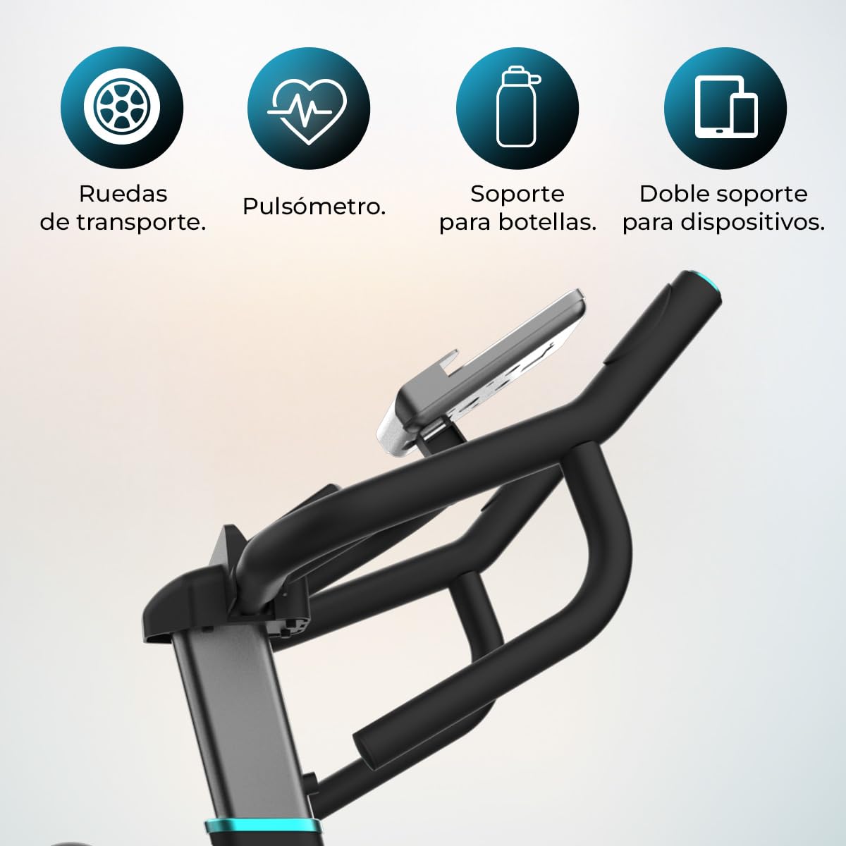 Cecotec Bicicleta Estática Indoor con Volante de Inercia de 16 a 25 Kg DrumFit Indoor 20000 Race. Pulsómetro, Pantalla LCD, Soporte Dispositivos y Botella, Manillar Deportivo, Ruedas, Sillín Ajustable