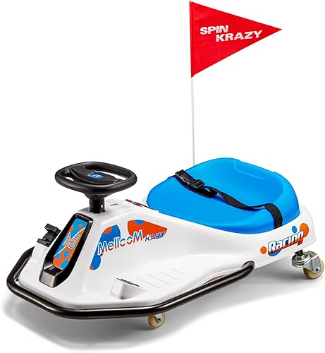 MELLCOM Coche de deriva para niños, 12 V, con ruedas universales giratorias de 360, auto eléctrico de juguete para niños con pedal de aceleración,