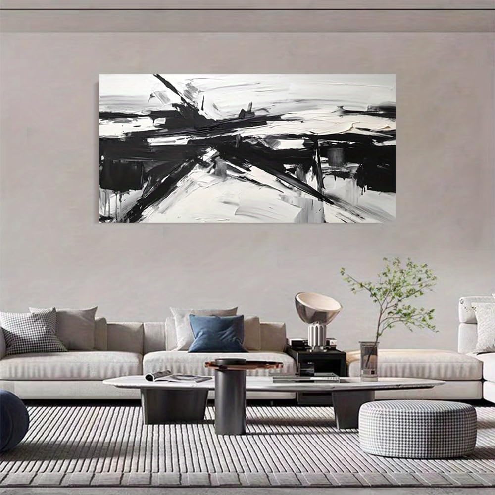 IHHGNB 1pc Abstract Wall Art, Black and White Canvas Print Paintings, Modern Posters Wall Artwork Pictures Wall Decor(75x150cm(30x59in)/No frame)