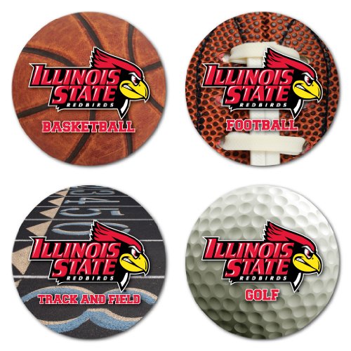 VictoryStore Coasters - Illinois State University Coaster Set, Sports Designs, Set of 4