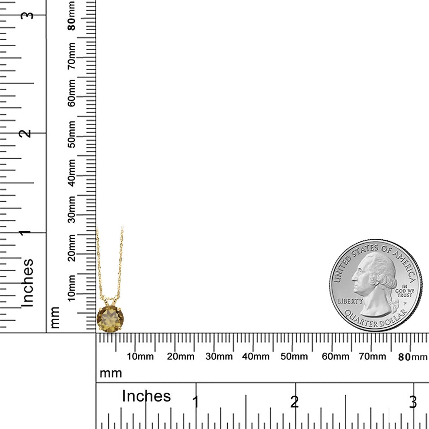 Gem Stone King 14K Yellow Gold Whiskey Quartz Pendant Necklace for Women | 1.25 Cttw | Gemstone Birthstone | Round 7MM | With 18 Inch Chain - Image 6