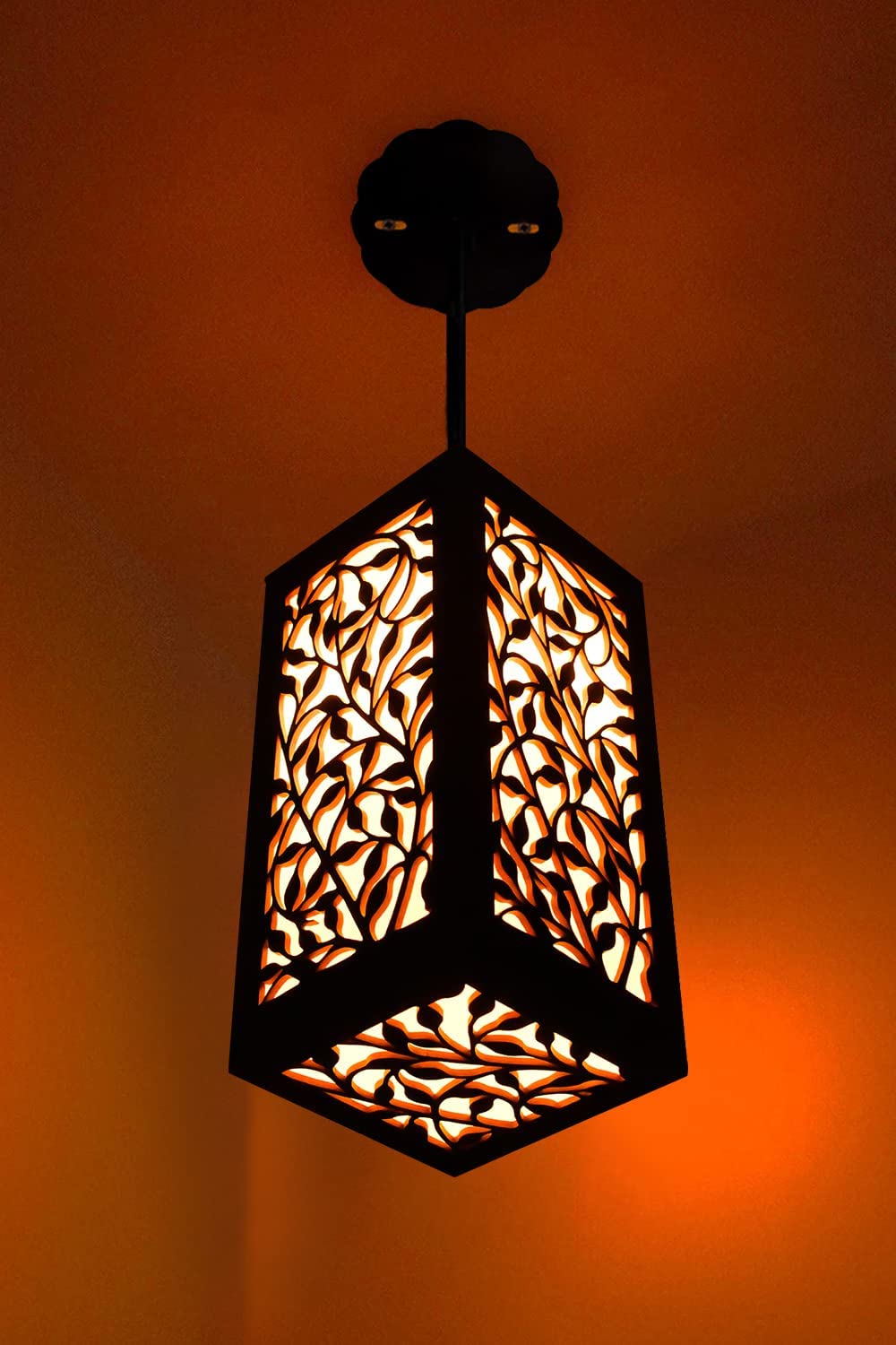 Ceiling Light Wooden Pendant Hanging Lamp-703 Shade with 15w Bulb for Home Décor | Living Room (24x12cm, Brown)