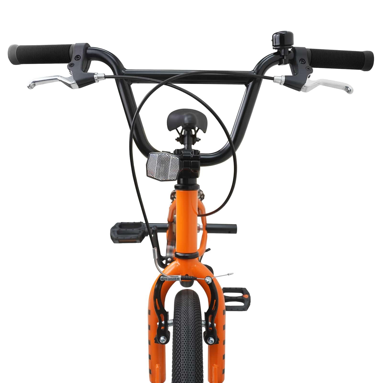 BMX 16 Pouces Orange pour Enfants 5-8 Ans Cadre Acier Guidon et Selle réglables Frein tirage linéaire vélo de Balade et Apprentissage en extérieur