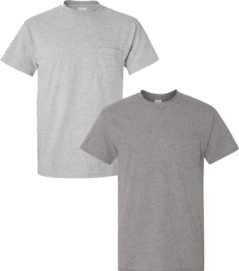 Gildan Herren DryBlend Workwear T-Shirts with Pocket, 2-Pack T-Shirt (2er Pack)