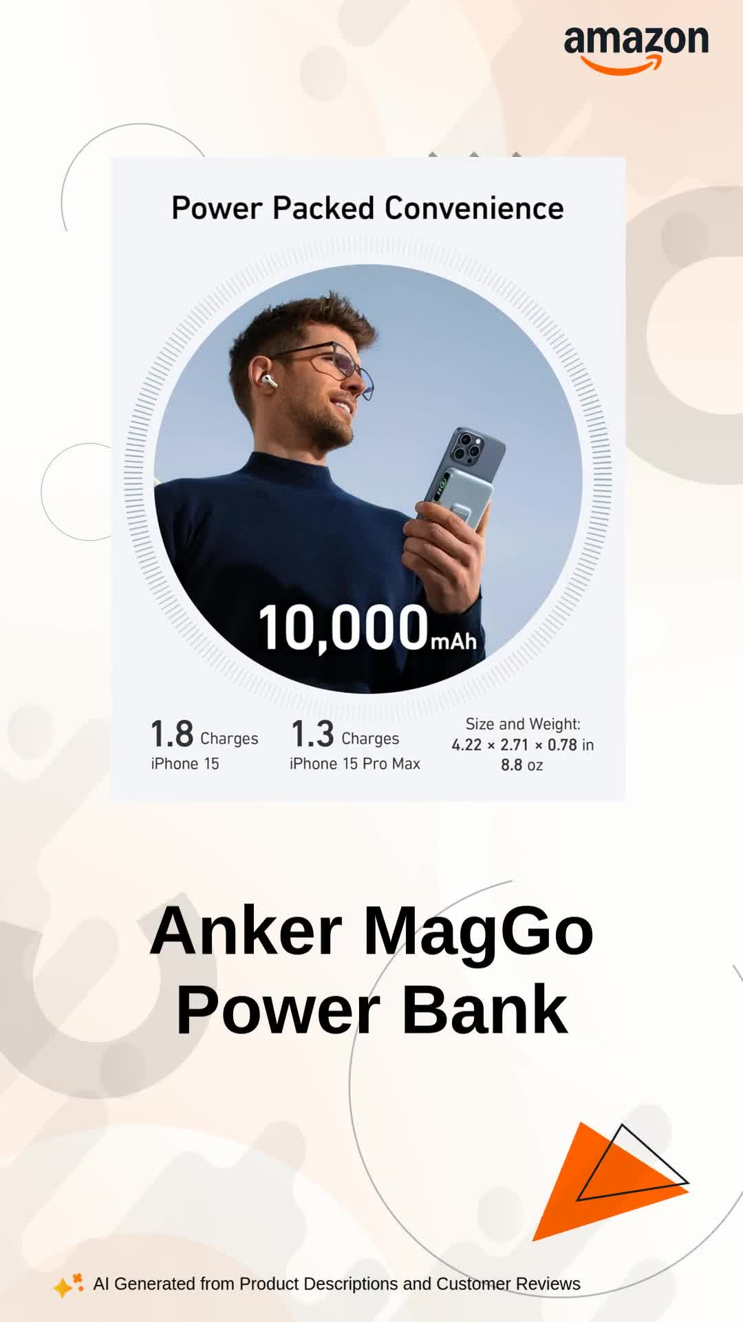 Anker MagGo Power Bank, Qi2 Certified 15W Ultra-Fast MagSafe