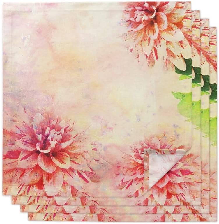 Dahlia Colored Table Napkin Cloth Set Wedding Party Napkin Handkerchief Restaurant Supplies Christmas Napkins(4pcs)