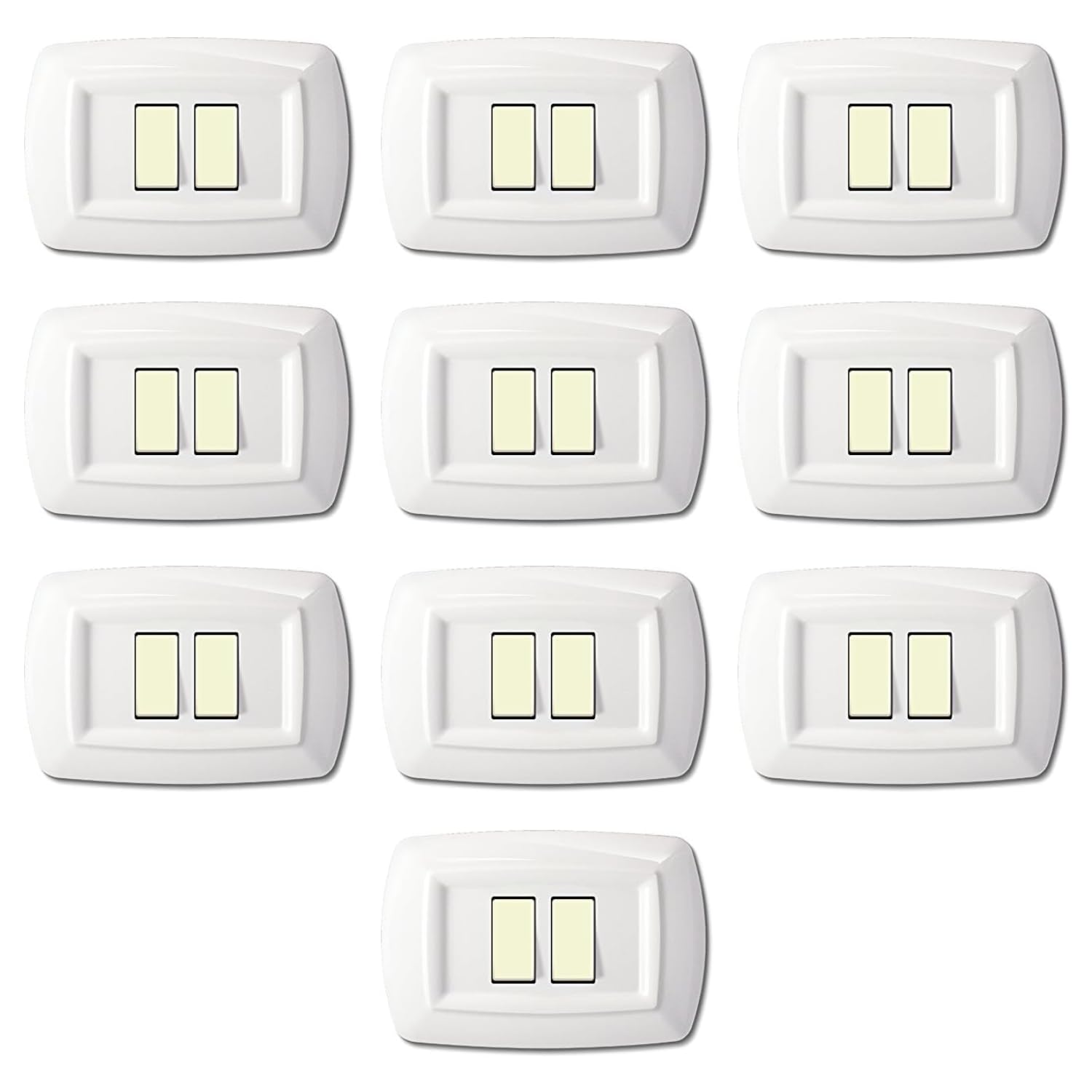 Plaque Bticino Magic blanche lot de 10 technopolymère 2 modules interrupteur prise design arrondi