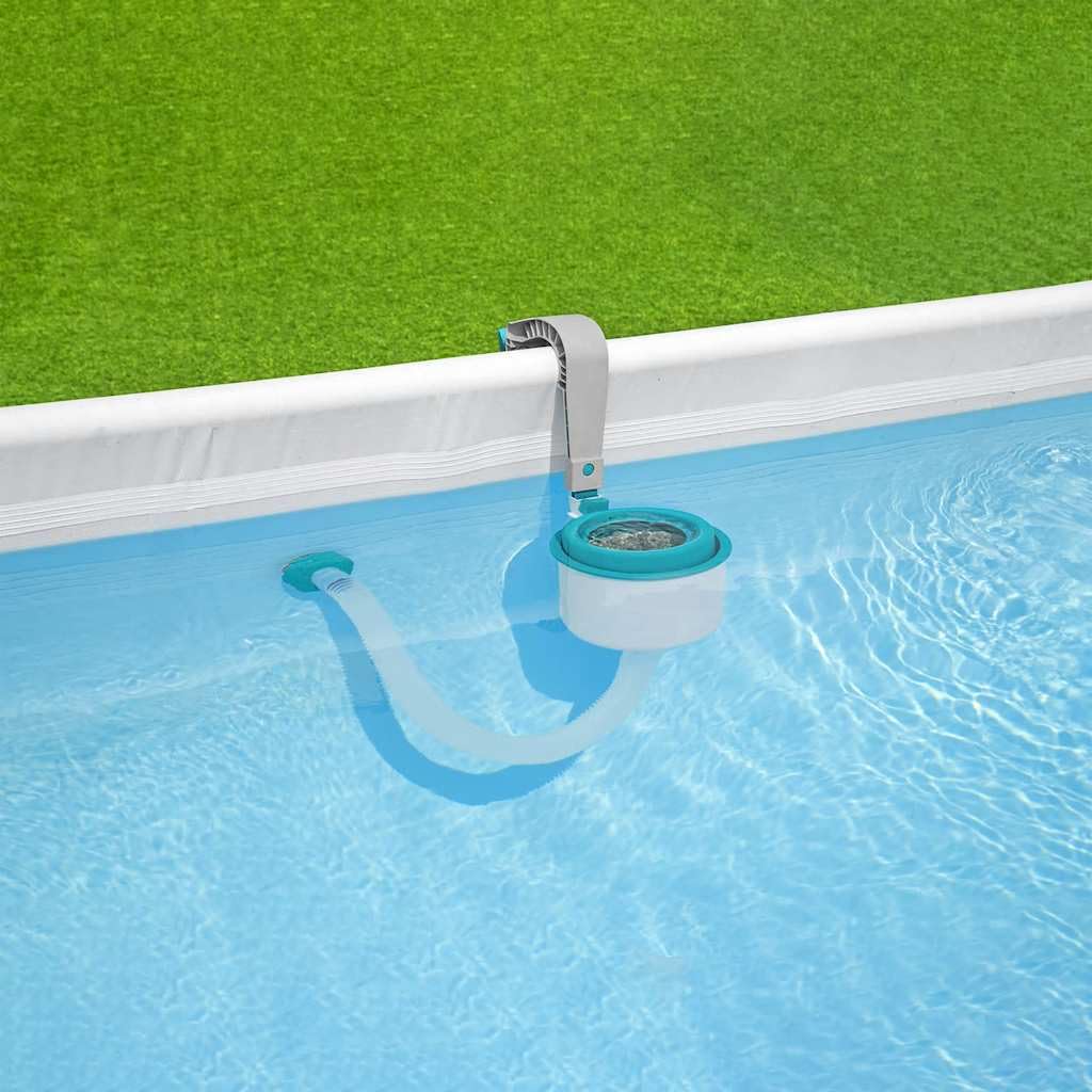 Bestway Flowclear 58233 écumeur Skimmer de Surface Piscine Hors Sol en Plastique résistant à la Corrosion, Panier Filtre réglable pour Filtration Automatique Nettoyage Feuilles débris Eau