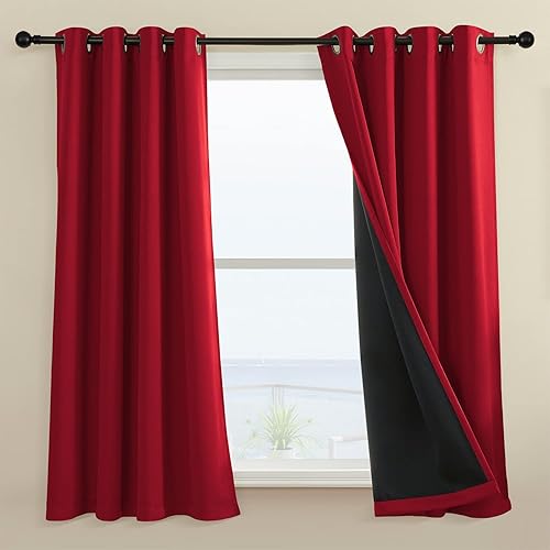 Miniatura 86 de Rutterllow - Cortinas 100% opacas, paneles de cortina con ojales, aislamiento térmico y bloqueo de luz para habitación y sala de estar, (2 paneles