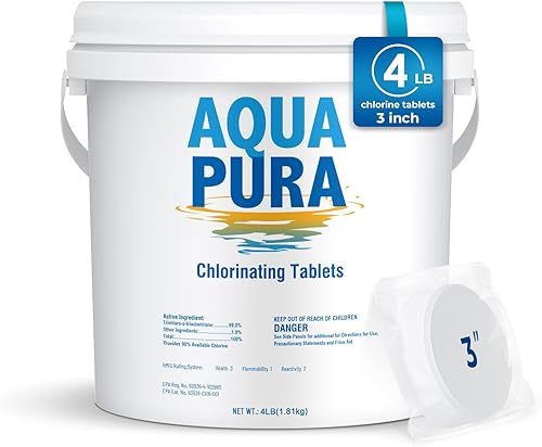 Tabletas de cloro para piscina, suministros de piscina de 3 pulgadas, tabletas de cloro estabilizadas envueltas individualmente, de larga duración,