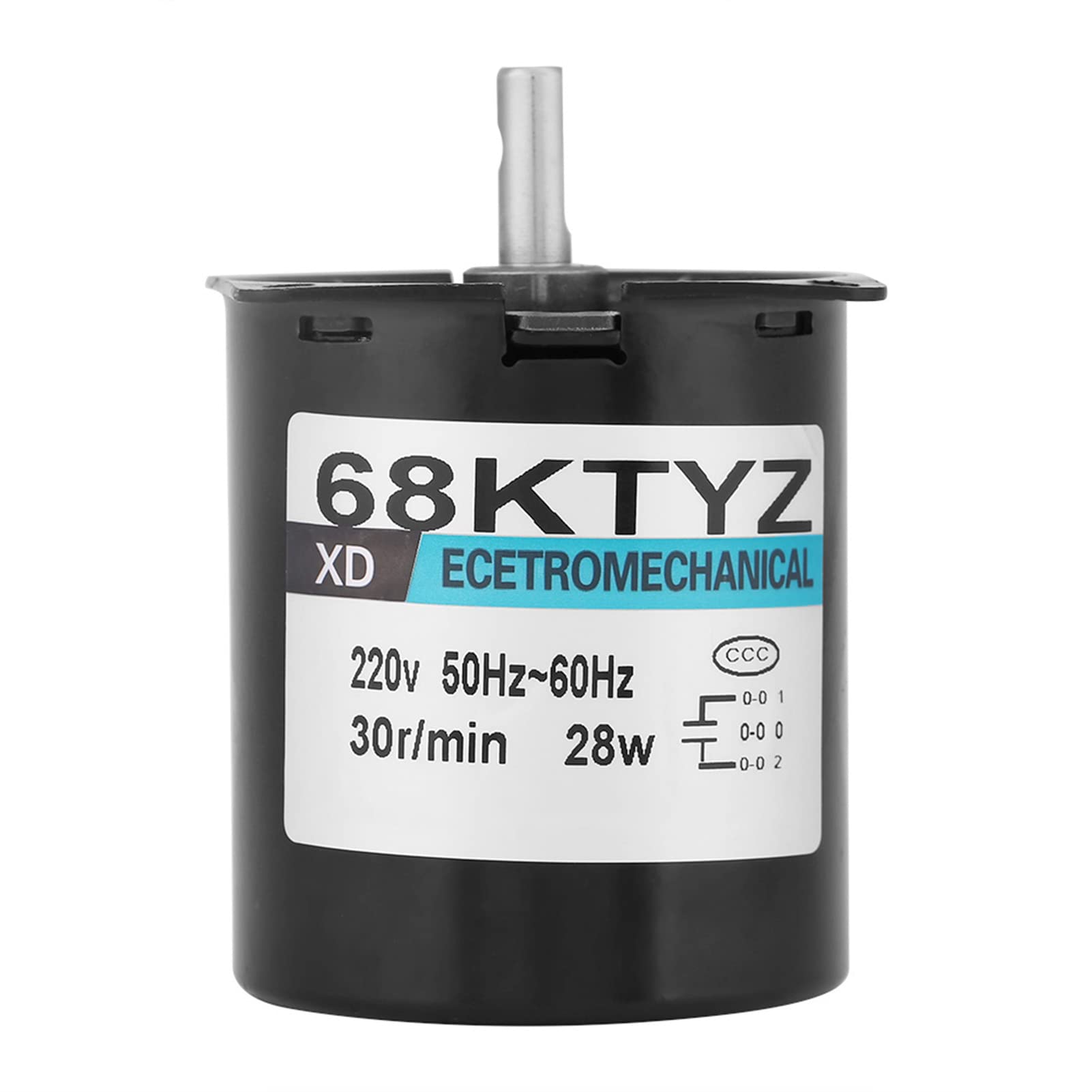 Miniatura Magnete Permanente Motore Sincrono, 68KTYZ AC220V 28W Piccolo motoriduttore sincrono elettrico a magnete permanente CW/CCW per l'automazione dello strumento(30 r/min)
