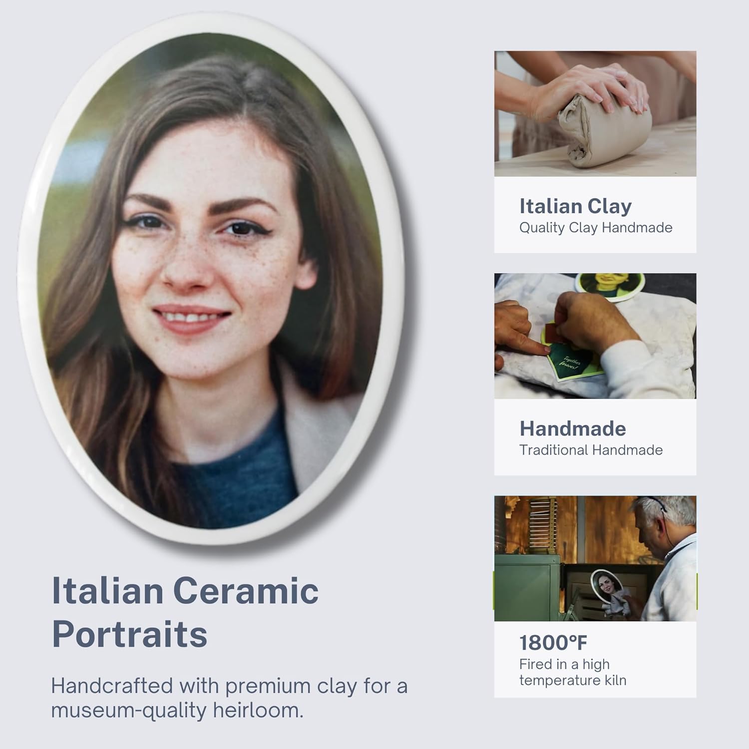 Italien 4,1 cm benutzerdefinierte Gedenkfoto-Fliese für Urne Grabstein wasserdichte Keramik personalisiertes Porzellanbild wasserdicht für Grabdekorationen ovales Bild für Grabsteine