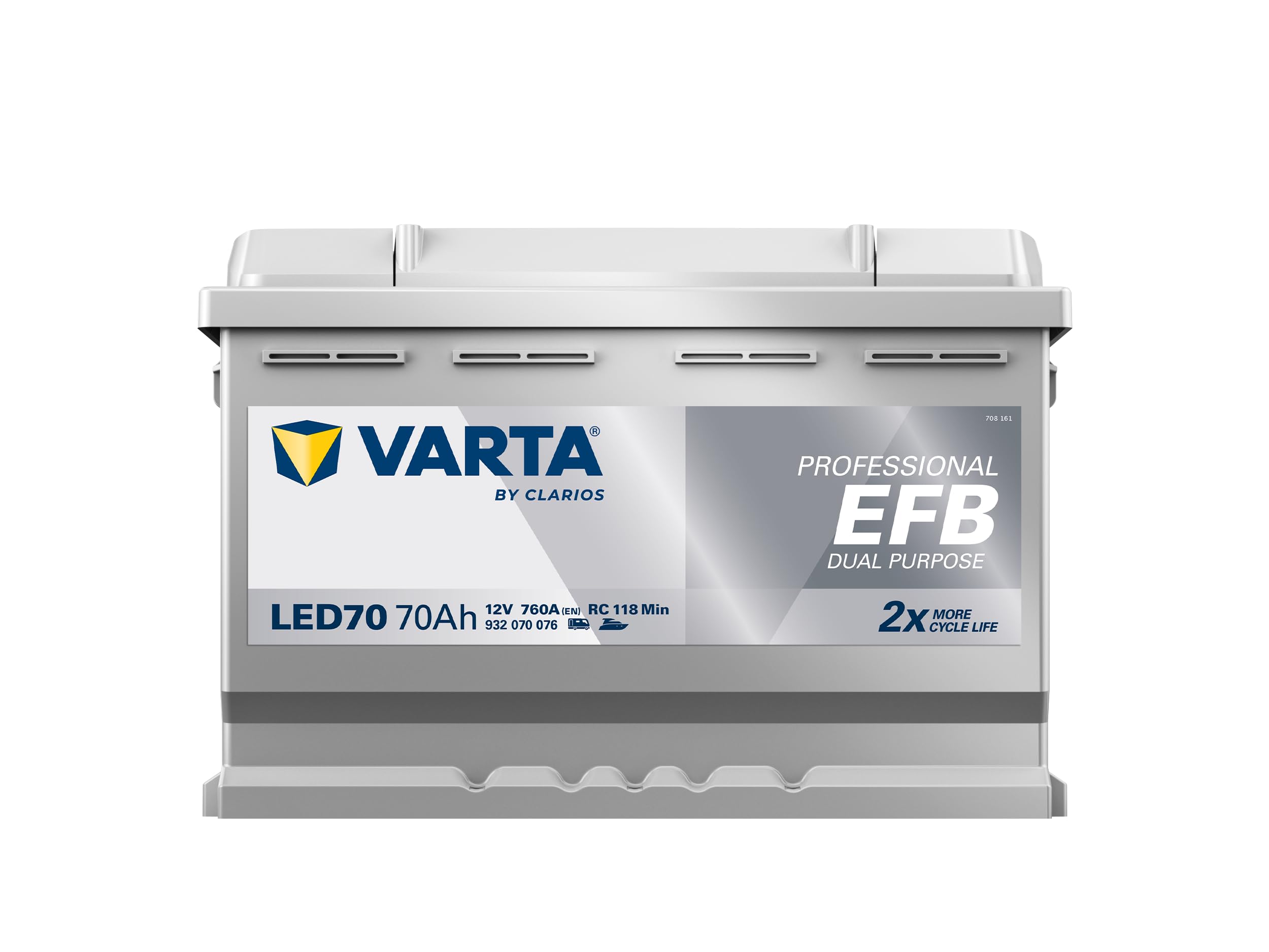 Batterie Varta Professional Dual Purpose EFB LED 70 12V 70AH 760 AMPS | Aufbaubatterie, Bordbatterie, für Wohnmobil und Boot, hohe Zyklenfestigkeit, zuverlässige Energieversorgung