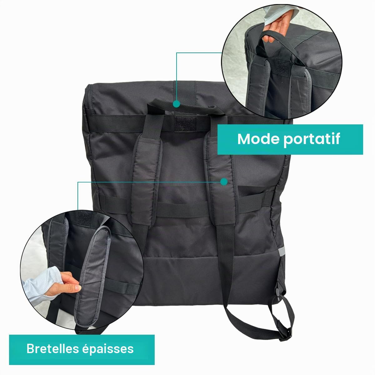 Sac de voyage pliable compatible avec les poussettes de la série Cybex (comme Libelle, Coya, Beezy) – Grande et petite taille – Tissu durable, Noir , Large Size (46*26*55CM), sac de voyage poussette