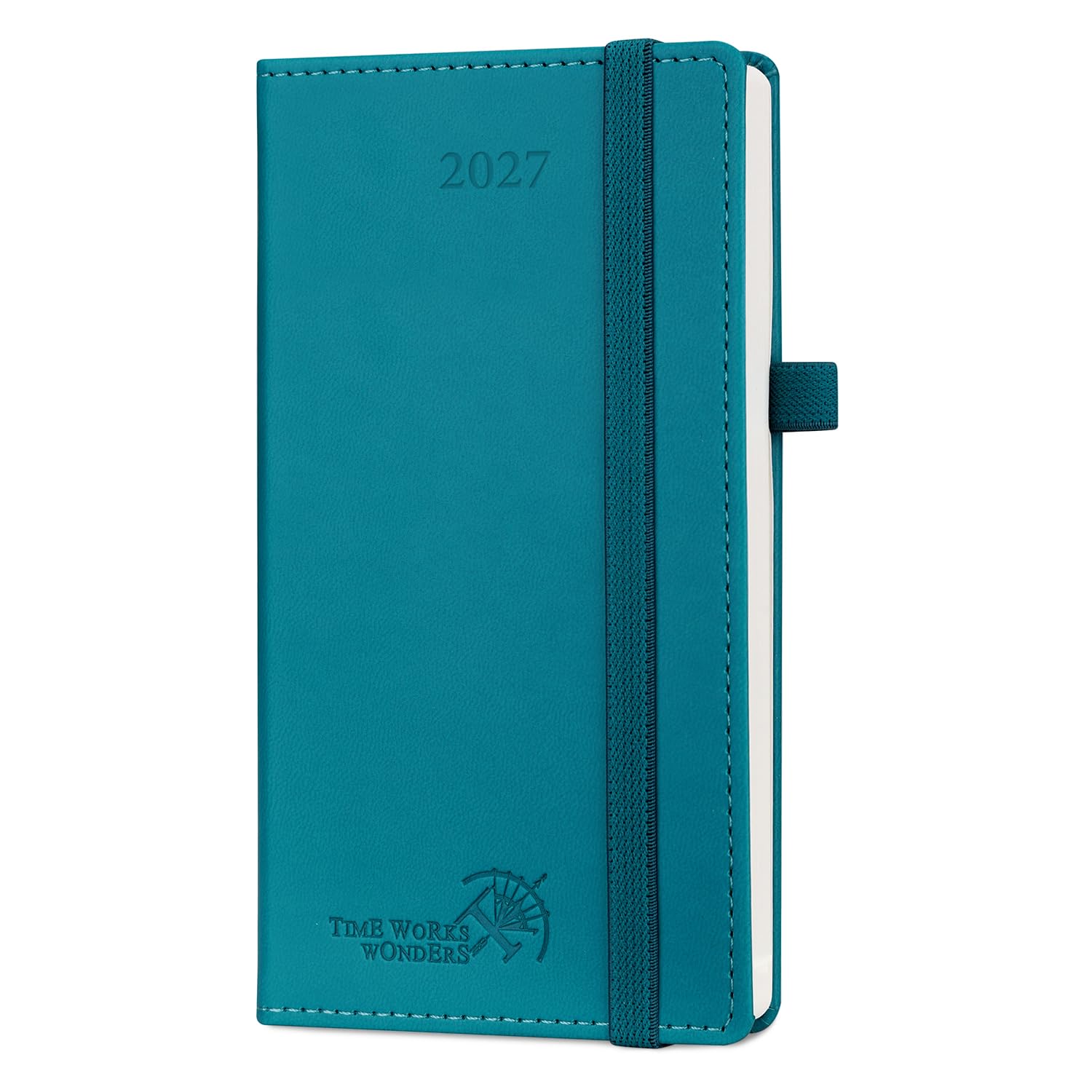 POPRUN Slim 2027 Pocket Diary Week To View (16.3x8.8cm) PU Leather hardback — image 1