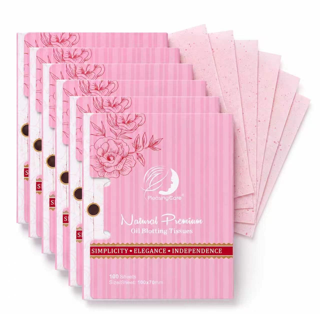 Premium Face Oil Blotting Sheets - 6 Pack for Facial Care or Makeup, Rose