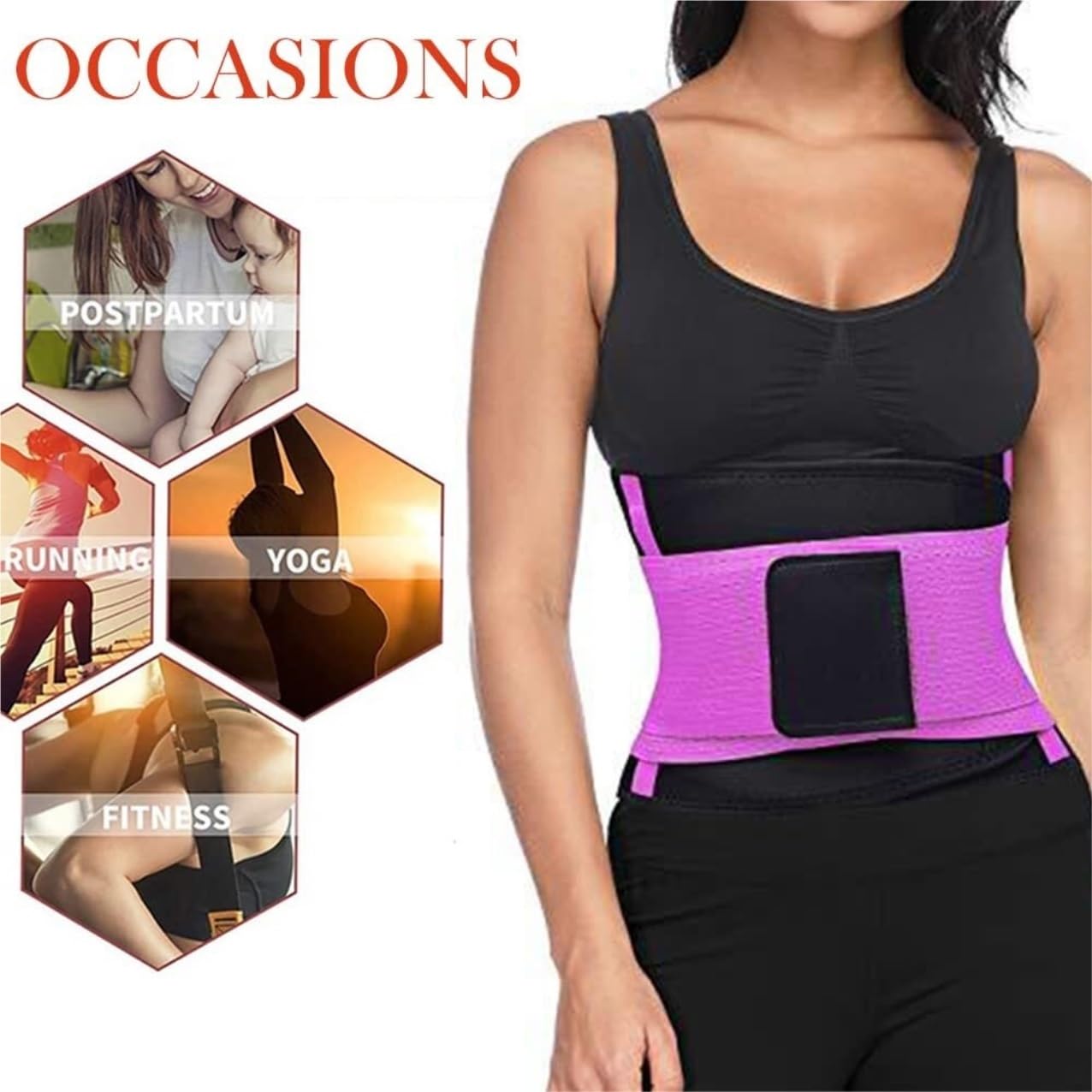 Faja Lumbar Faja Moldeadora De Cuerpo, Faja Térmica, Faja Moldeadora De Cintura, Corsé, Faja Moldeadora De Abdomen, Faja Moldeadora De Grasa Cinturón Apoyo Lumbar(Pink,M)
