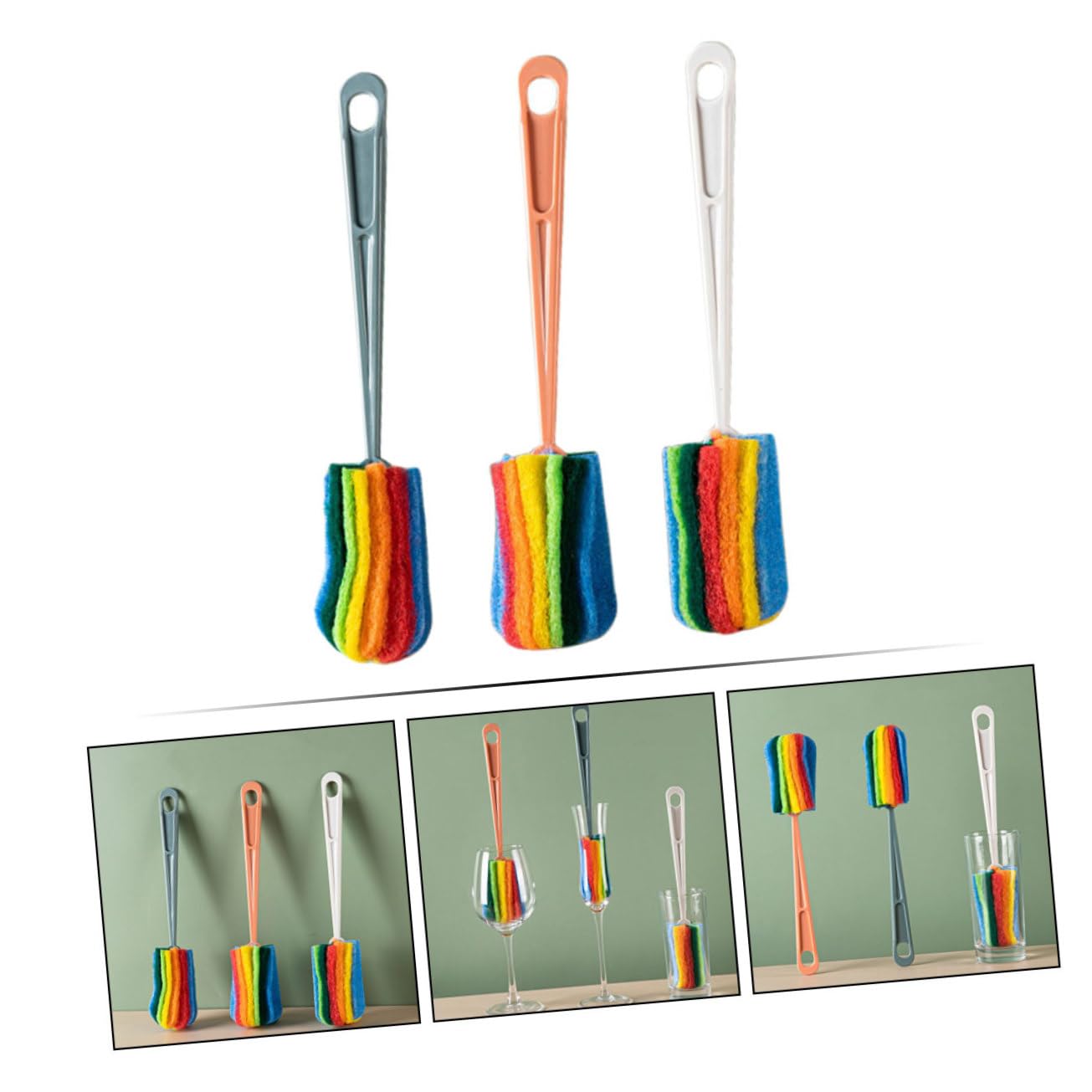 3 Series Cepillo De Limpieza Limpiador De Cepillos Hundir Cepillo para Biberones para Limpiar Cepillo para Botellas Reutilizable Estropajo Color Aleatorio 3 Piezas*3
