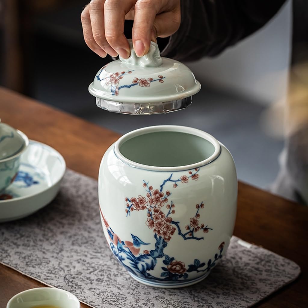 HLTYGWX Pojemnik na herbatę Niebiesko-biała porcelanowa puszka na herbatę, ceramiczna chińska zamknięta puszka, puszka do przechowywania herbaty w gospodarstwie domowym Puszka na herbatę