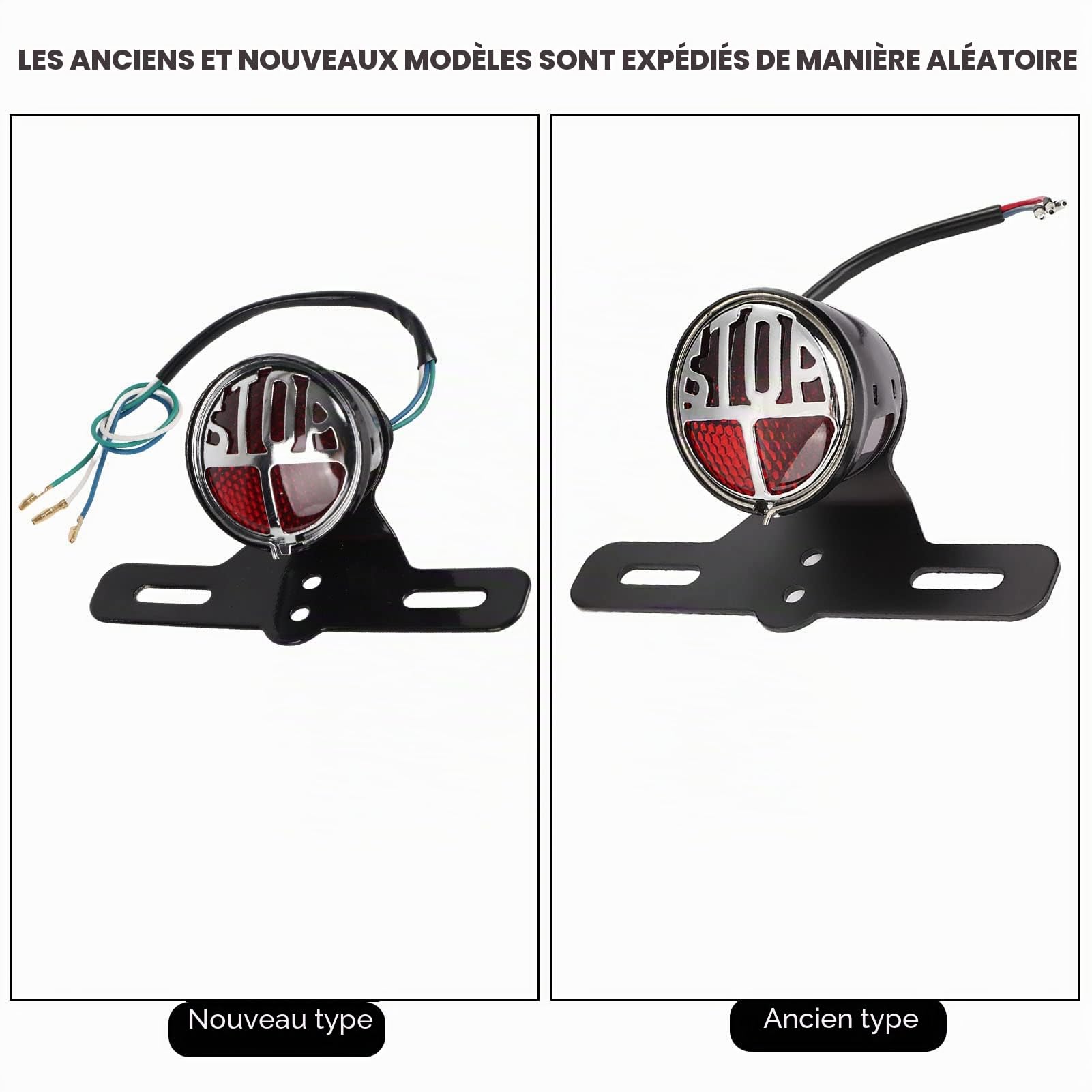 Feu Arrière Moto LED Universel Vintage avec Support de Plaque d'Immatriculation - Feu Stop et Feux Stop pour Moto
