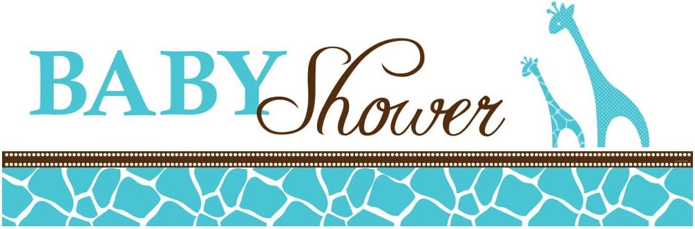 Creative Converting Baby Shower Wild Safari Blue Giant Party Banner, 60-Inch