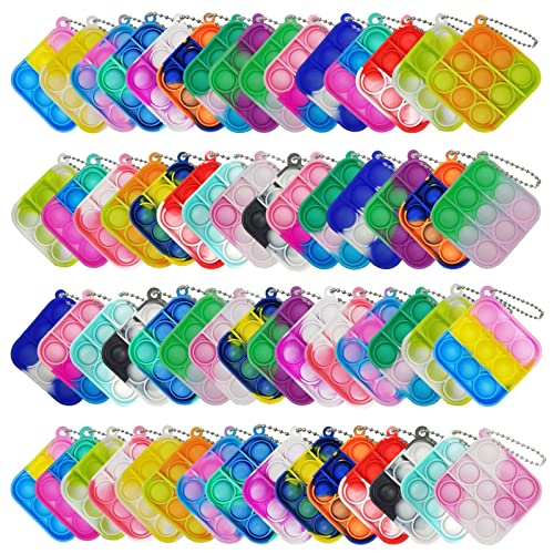 120 Pcs Tie Dye Squeeze Pop Bubble Simple Fidget Sensory Toys, Keychain Wrap Small Pop Bulk Classroom Prizes Relieve Anxiety Stress Toy for Kids Adult