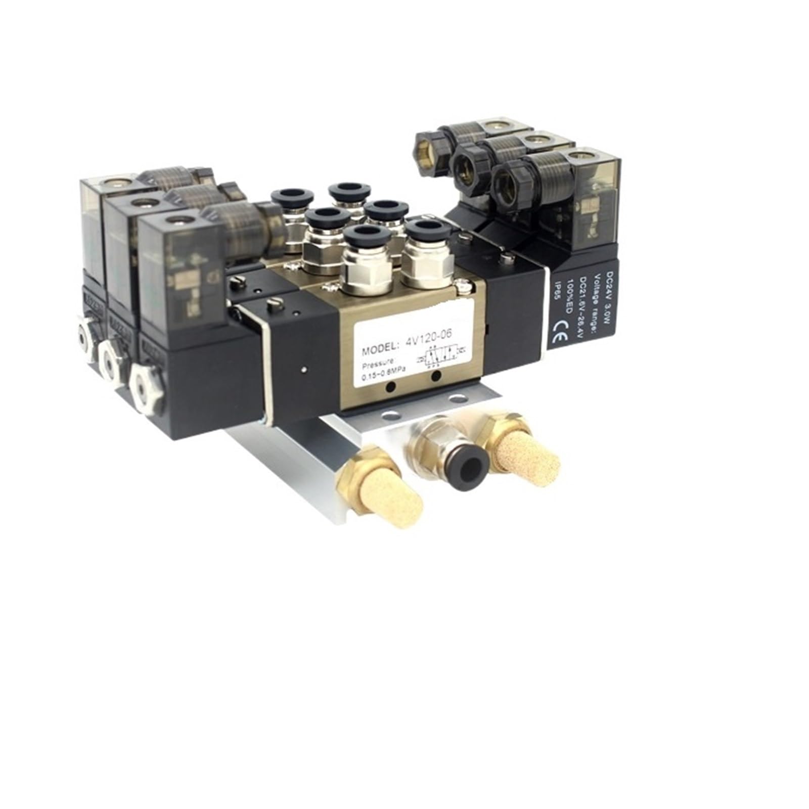 Électrovanne 5 ports 2 positions 4V120-06 avec station 3 positions et silencieux