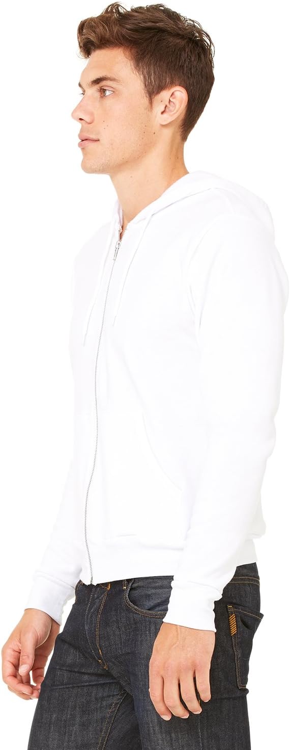 Bella Canvas Unisex Poly-Cotton Fleece Full-Zip Hooded Sweatshirt S DTG White - Image 2