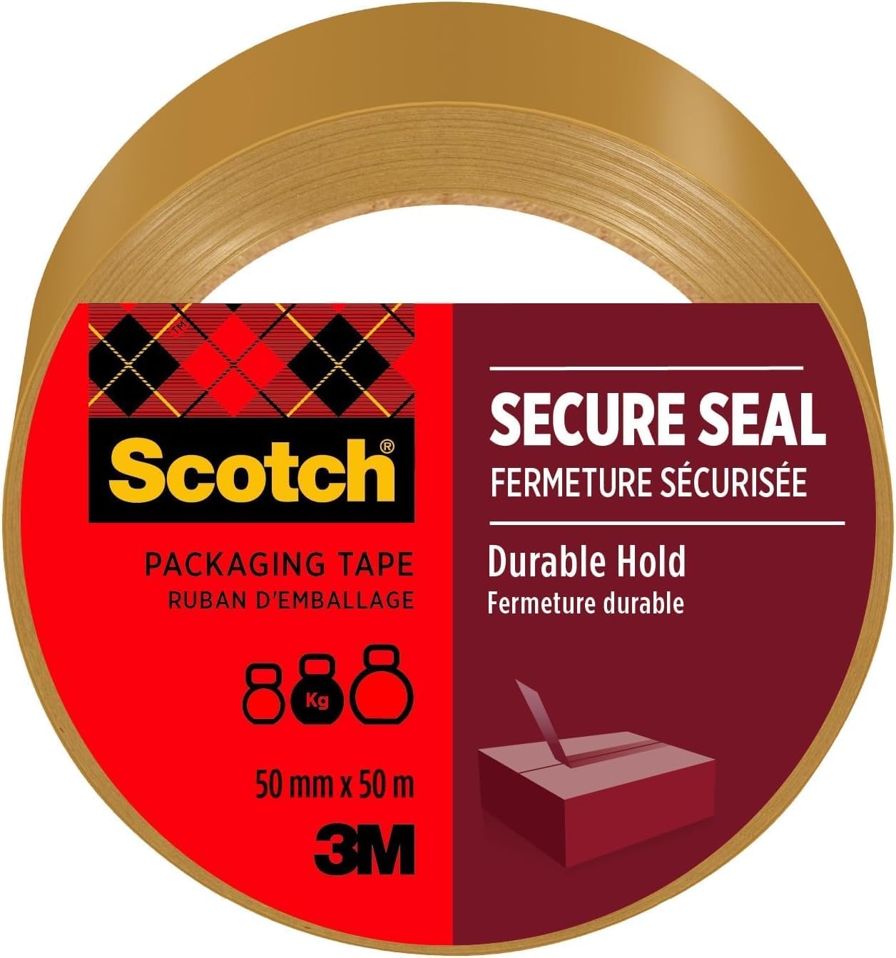 Secure Seal Packaging Tape Brown 50 mm x 50 m 1 Roll/Pack - Ideal for Packing Boxes and Parcels