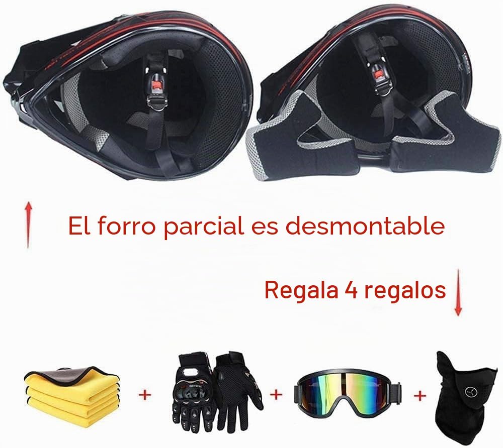 Casco De Motocicleta, Casco de Motocross para Niños, Homologado ECE y DOT con Set de Guantes, Gafas y Máscara - MX Quad Enduro Off Road ATV Scooter Descenso (S(55-56cm))