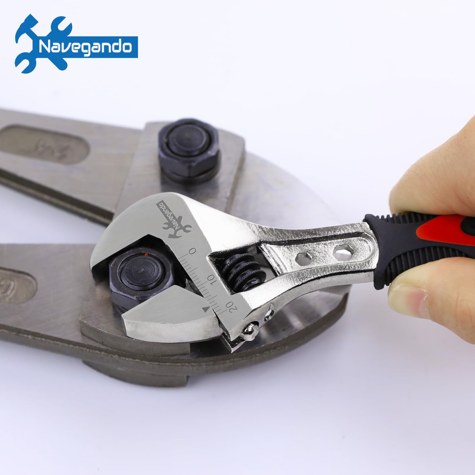 Navegando Rollgabelschlüssel 150 mm, 6 Zoll Engländer aus Kohlenstoffstahl, Geschmiedeter Schraubenschlüssel verstellbar mit Schwarz-Nickel-Beschichtung, Ergonomischer Softgriff, Kompakt & Portabel