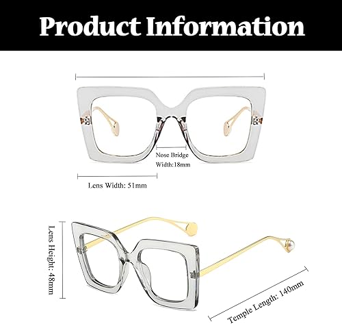 Miniatura 3 de Lentes rectangulares de gran tamaño con bloqueo de luz azul para hombres y mujeres, marco grueso, antifatiga ocular, anteojos transparentes para