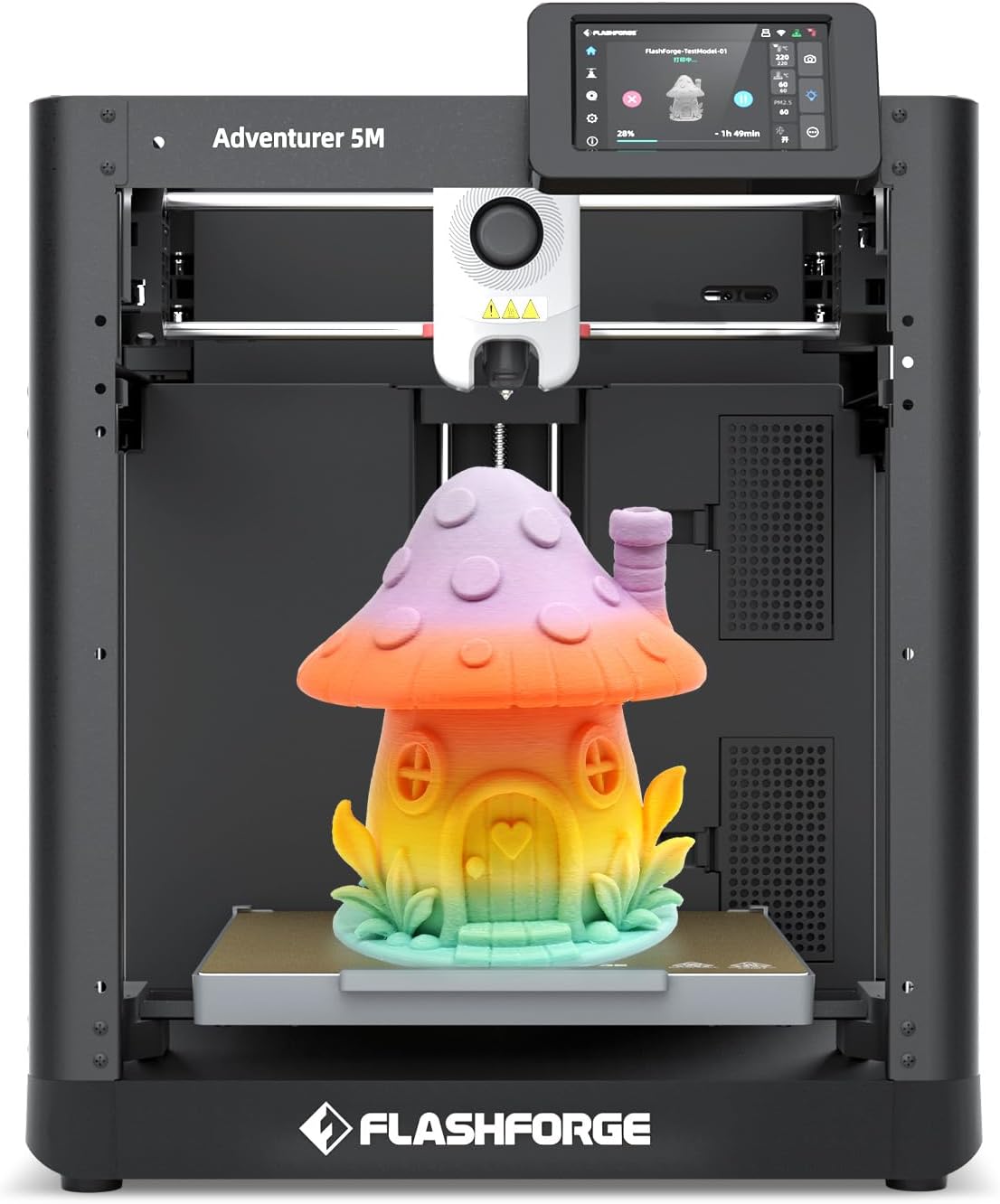 Adventurer 5M 3D Printer High Speed Max 600mm/s with Auto Leveling, 3-Second Nozzle Change, 220×220×220mm Printing, 280°C Direct Drive for Kids/Beginners/Home