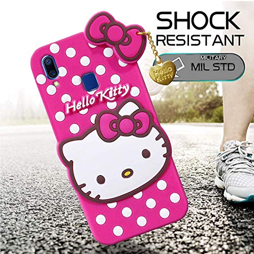 Image of Unirock Hello Kitty Back Case Cover for Vivo Y91| 3D Cute Hello Kitty Case |Soft Silicone Rubber Back Cover with Pendant Kitty Cover for Vivo Y91 (Pink)
