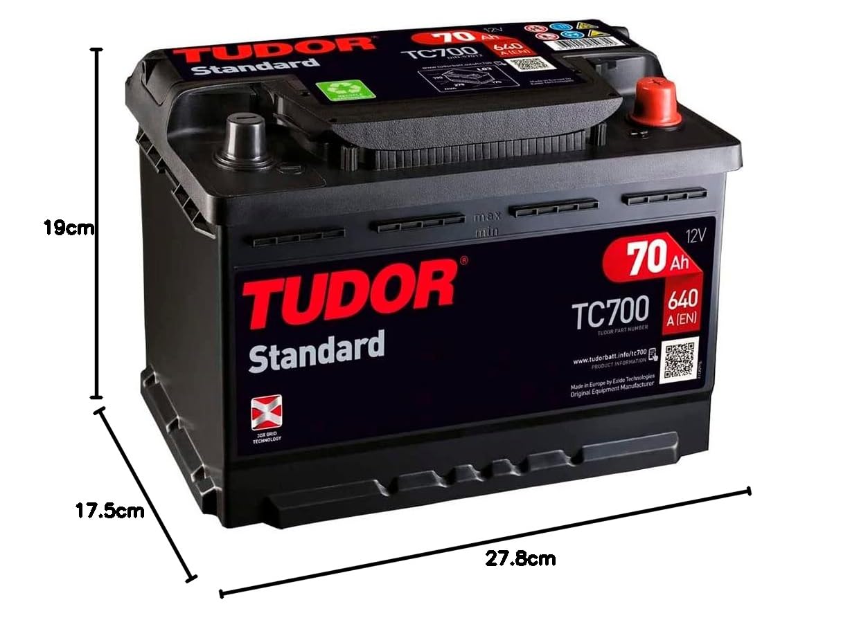 TUDOR Batería 70, Ah 640, A/EN TC700 L 278mm B 175mm H 190mm Compatible con VW Polo V Hatchback 6R1, 6C1 GOLF VI 5K1, AUDI A4 B8 Avant 8K5, SKODA Fabia II Combi 545, RENAULT MEGANE III Grandtour KZ0/1
