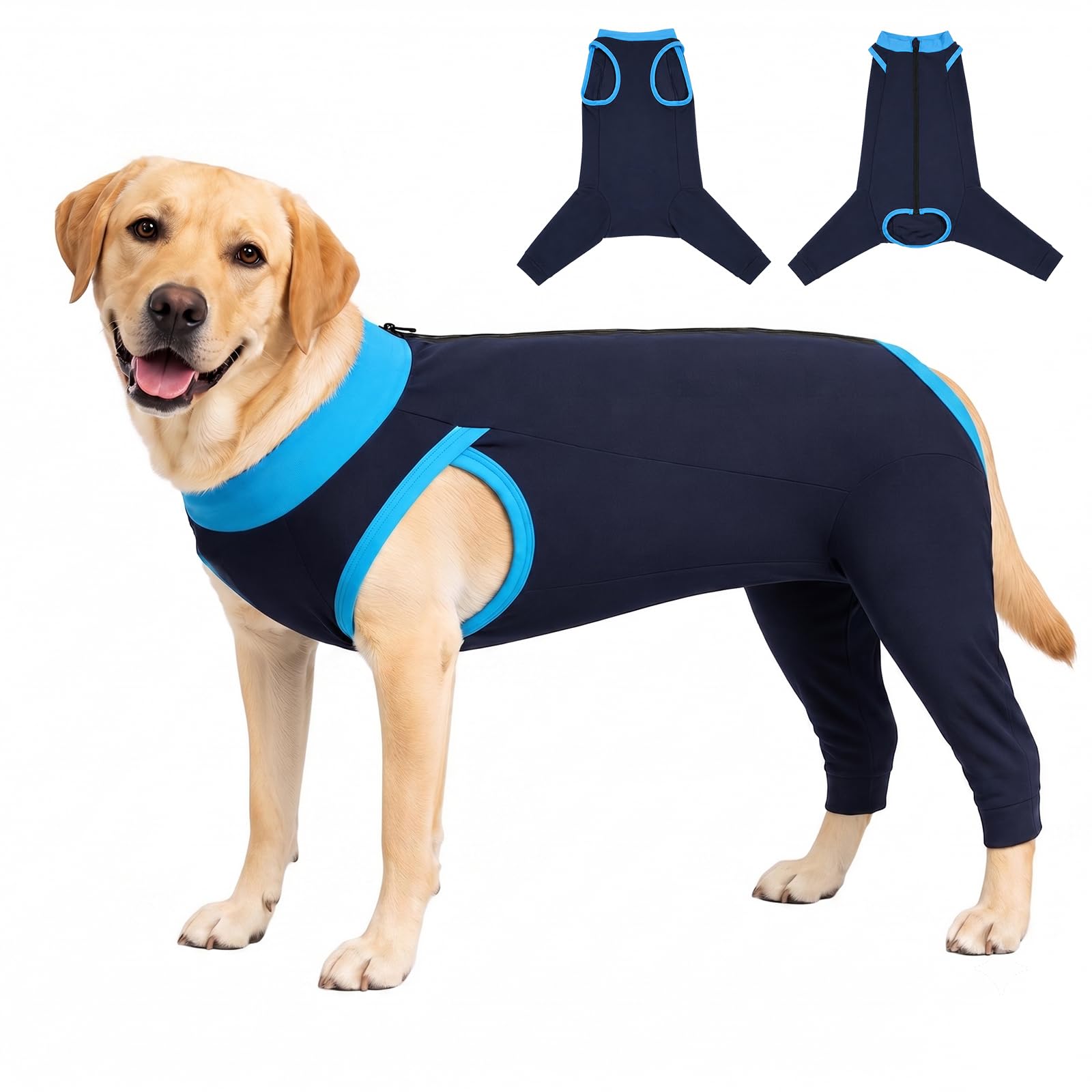 AOOSU Dog Recovery Suit, Recovery Suit for After Surgery Male/Female Dogs, Anti-Licking Puppy Medical Surgical Suits, Cone E-Collar Alternative Pet Vest, Dog Abdominal Wounds Protector Deep Blue