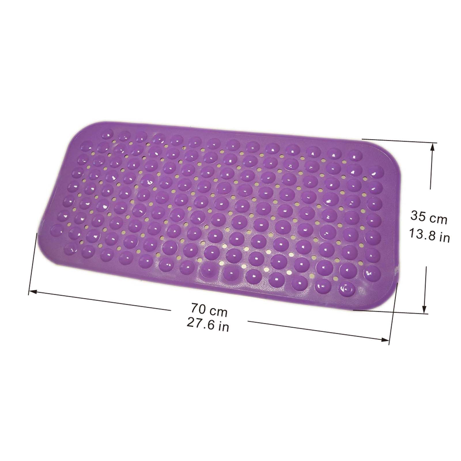 Bath Tub Shower Floor Mat, 28 X 14 Inch Non-Slip Bathtub Mat with Suction Cupsand Drainage Holes, Machine Washable and Soft on Feet, Bathroom and Spa Accessories.(28 X 14 in, Purple)